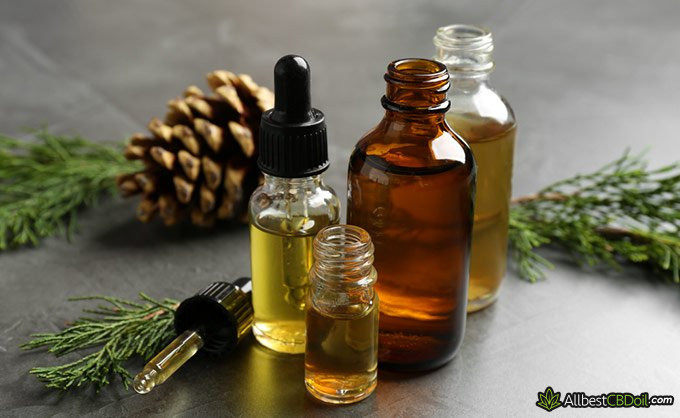 CBD oil for nausea: bottles of CBD oil.