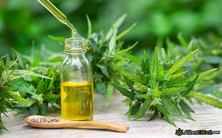 CBD oil Vermont: CBD oil and a bottle near it.