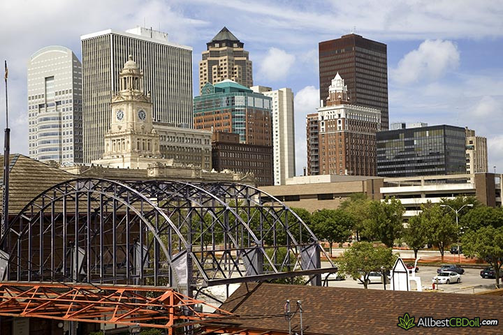 CBD oil Iowa: Des Moines railway station.