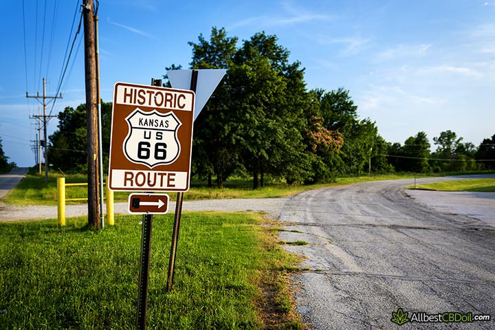 CBD oil Kansas: the famous Route 66 in Kansas.