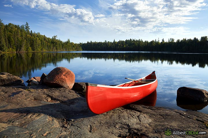 CBD oil MN: a canoe in a lake in Minnesota.