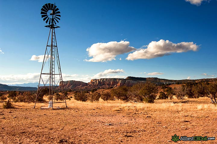 Is CBD oil legal in New Mexico: a windmill in New Mexico.