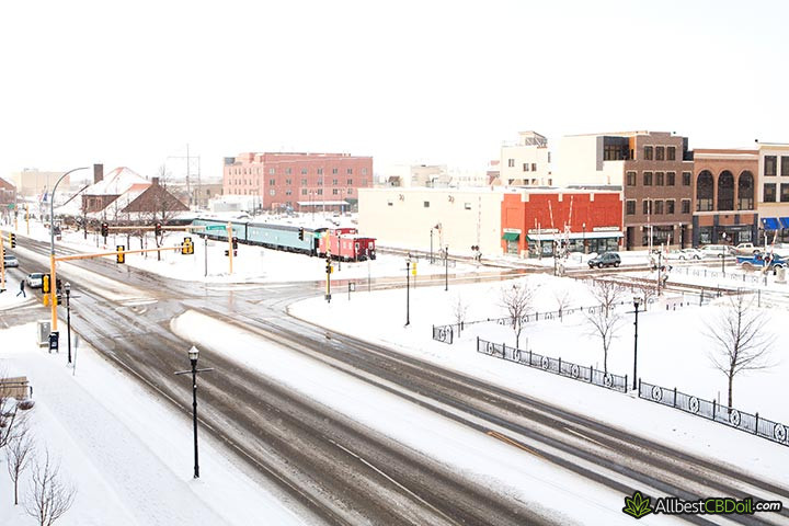 CBD oil North Dakota: a snowstorm in North Dakota.