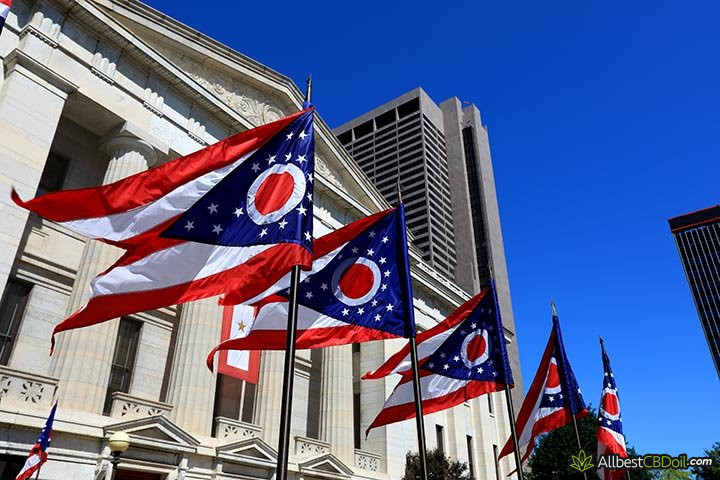 CBD oil Ohio: Ohio state flags.