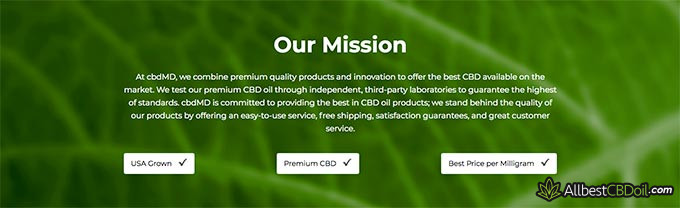 cbdMD reviews: cbdMD's mission.