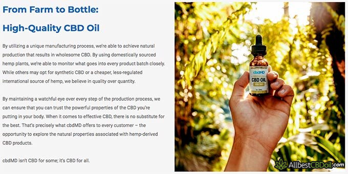 cbdMD reviews: CBD oil quality.