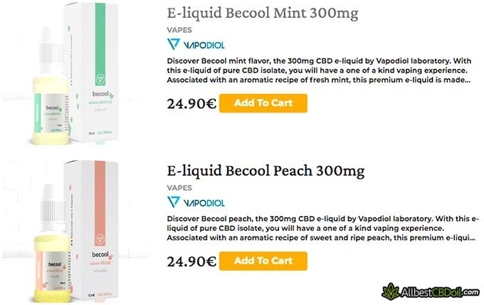 CBDologic review: different e-liquid flavors.
