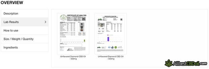 Diamond CBD reviews: lab reports.