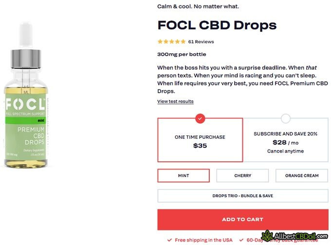 FOCL review: FOCL CBD drop product page.