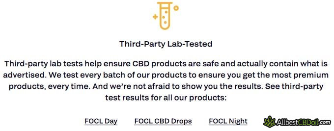 FOCL review: third-party lab tests.