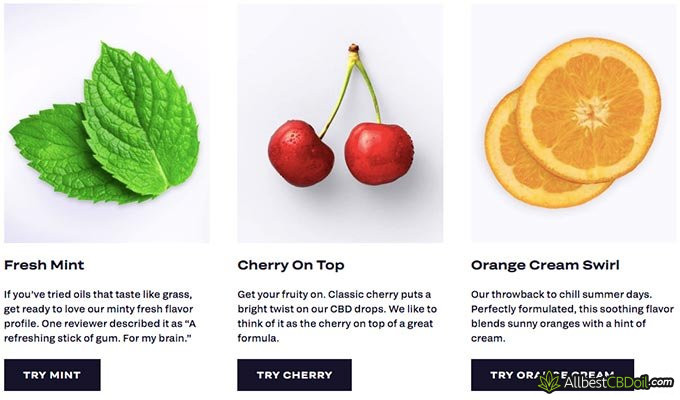 FOCL review: flavors of the CBD oil drops.