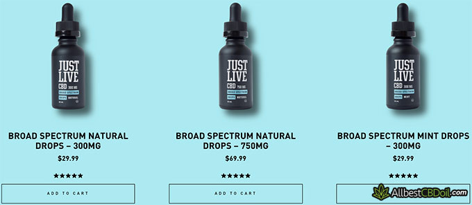 Just Live CBD review: CBD drops.