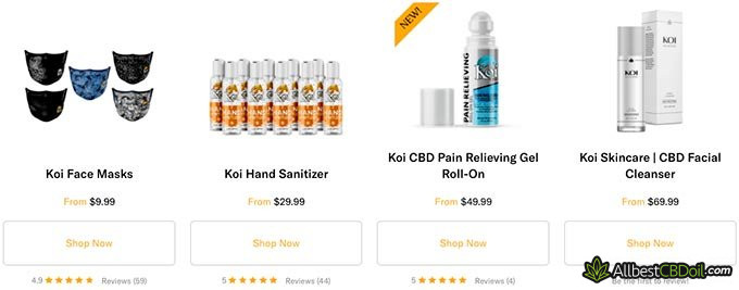 Koi CBD review: product selection.