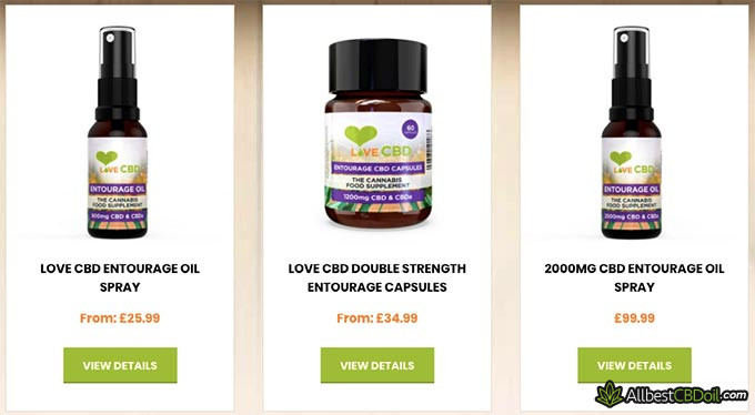 Love CBD review: product selection.