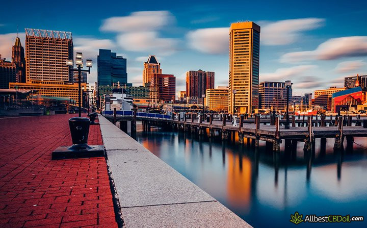 CBD oil Maryland: Maryland Baltimore skyline.