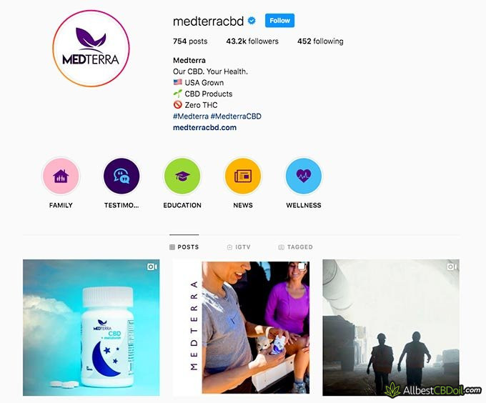 Medterra reviews: Instagram account.