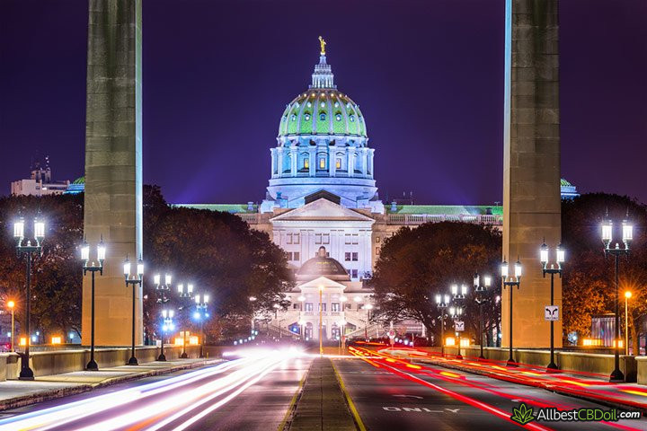 CBD oil in PA: PA Capitol building.