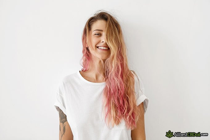 What is CBG: relaxed and happy girl with long hair