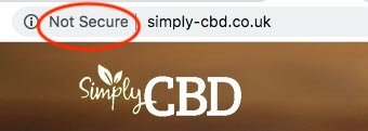 Simply CBD reviews: the homepage isn't secure.