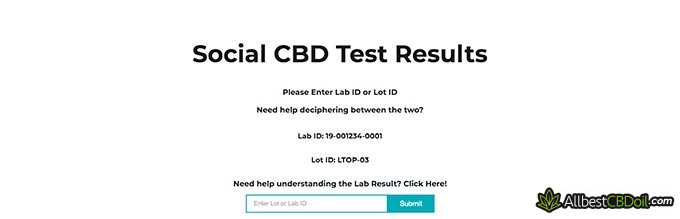 Social CBD review: Social CBD lab test results.