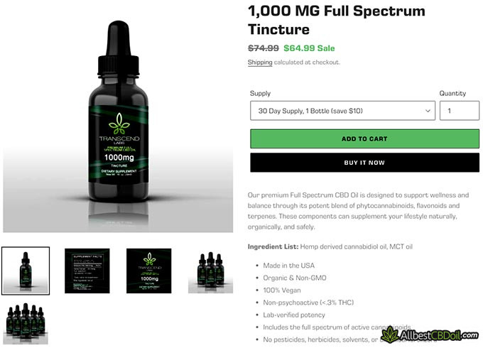 Transcend Labs review: the brand's CBD oil.